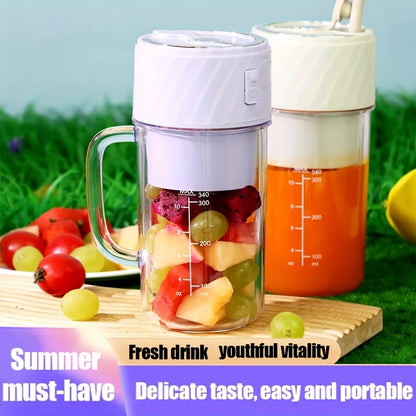 Portable Blender - USB Rechargeable Mini Smoothie Maker with Lid & Straw for Travel, Gym & Home