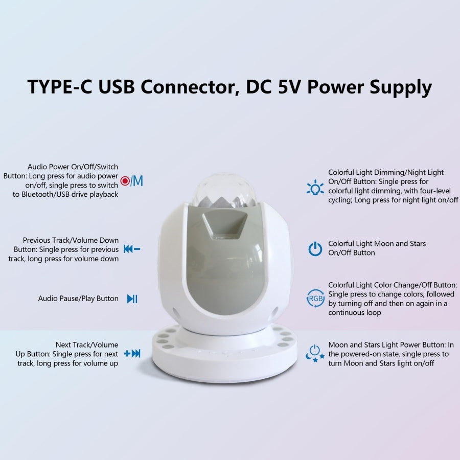 Star Projector Night Light with Bluetooth Speaker - Aurora Sky Projection for Sleep, Relaxation & Party Decor | Remote Control