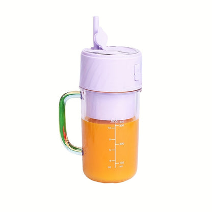Portable Blender - USB Rechargeable Mini Smoothie Maker with Lid & Straw for Travel, Gym & Home