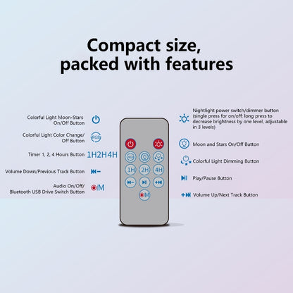 Star Projector Night Light with Bluetooth Speaker - Aurora Sky Projection for Sleep, Relaxation & Party Decor | Remote Control